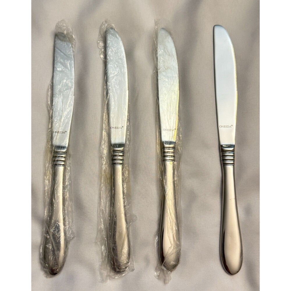 Oneida Banbury Set of 4 Dinner Knives New Unused Stainless Steel Flatware China